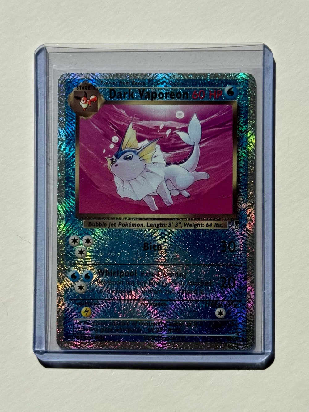 Dark Vaporeon 9/110 Legendary Collection Reverse Holo Fan Art DIY Custom Card